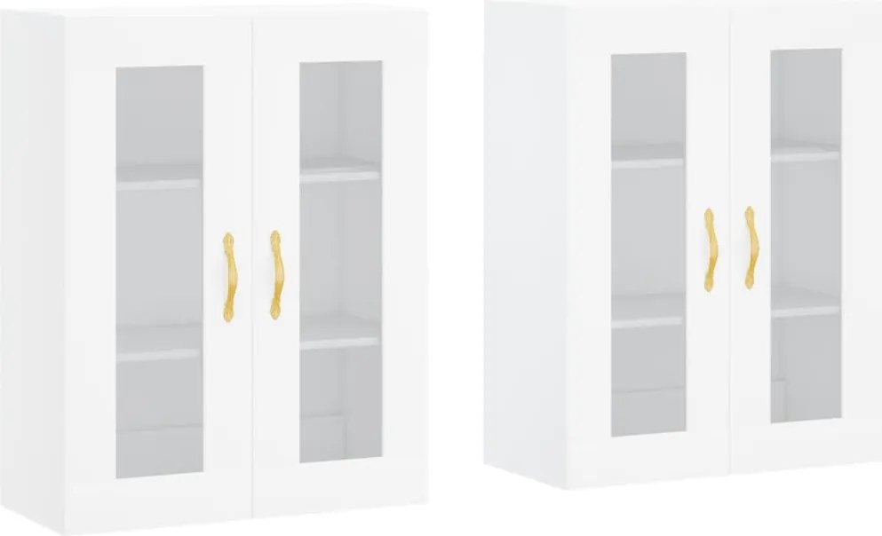 vidaXL Dulapuri montate pe perete, 2 buc, alb, lemn prelucrat