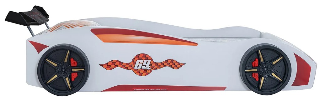 Pat pentru copii masina ECO VECTOR, alb, 90x190 cm