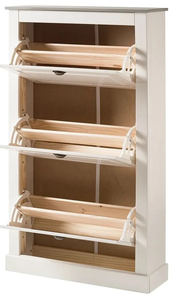 Pantofar alb cu deschidere înclinată din lemn de pin Toby – Støraa