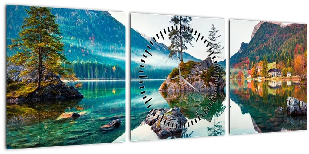 Tablou - Lacul Hintersee, Alpii Bavarezi, Austria (cu ceas) (90x30 cm)