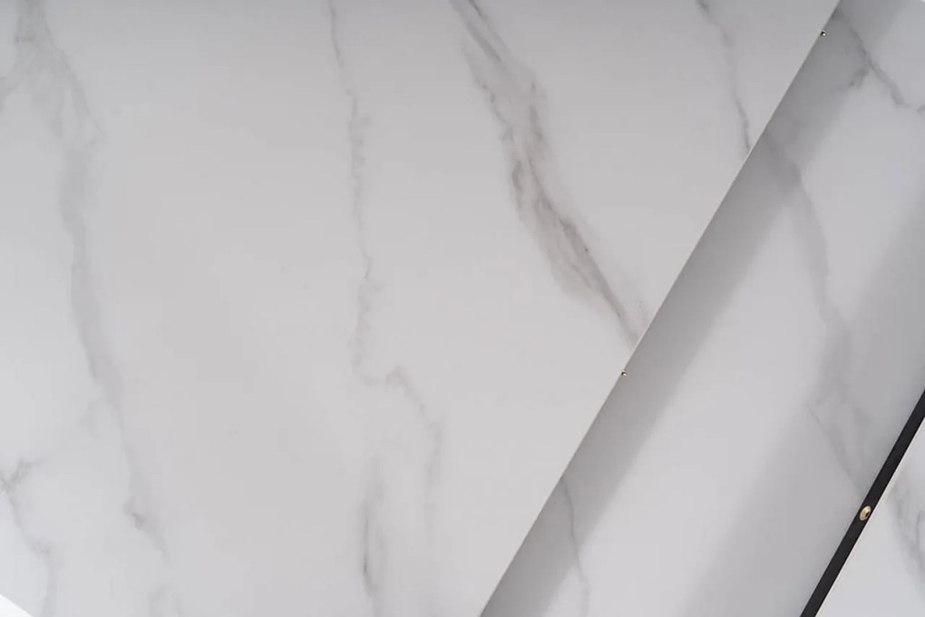 Masa extensibila Apollo Ceramica marmura alba/negru mat - L120-160 cm