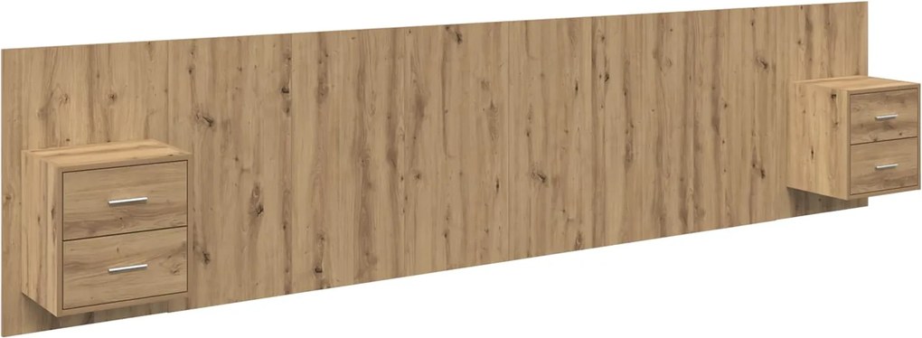 vidaXL Tăblie cu Noptieră 3 pcs Stejar Artizanal Lemn compozit