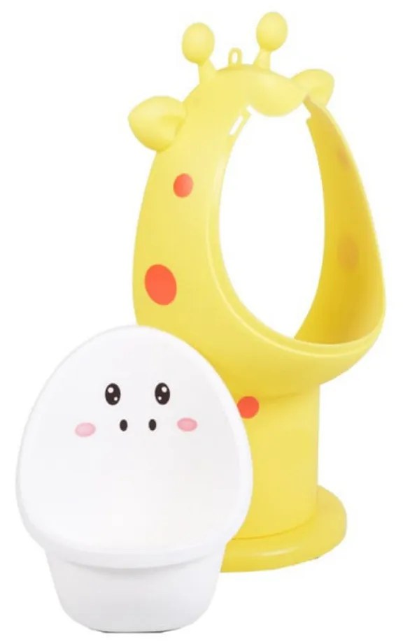 Olita copii tip Pisoar NOVOKIDSª Funny Giraffe, Cu morisca, Vas detasabil, Atasabila la peretele baii, Model Girafa , Galben