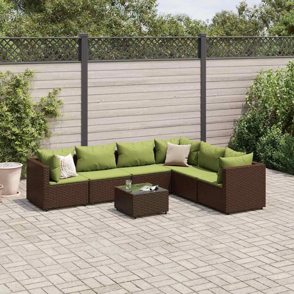 vidaXL Set mobilier de grădină cu perne, 7 piese, maro, poliratan
