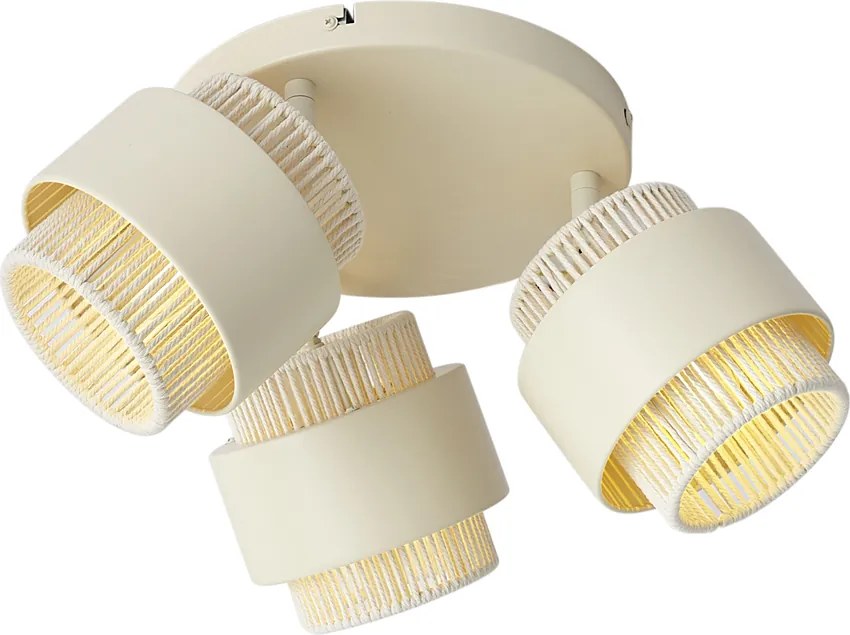Spot modern de plafon bej cu auriu cu 3 lumini rotative și înclinabile - Kora