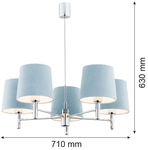 Argon 2076 - Lustr BOLZANO 5xE27/15W/230V albastru pe tijă