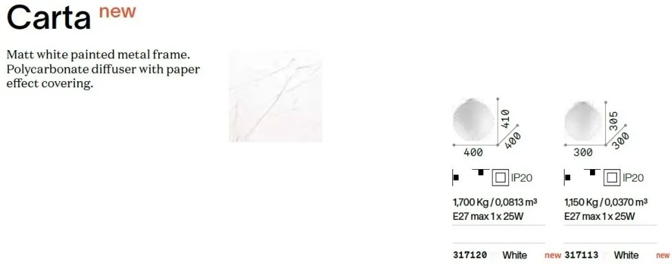 Plafoniera stil minimalist Carta pl1 d40
