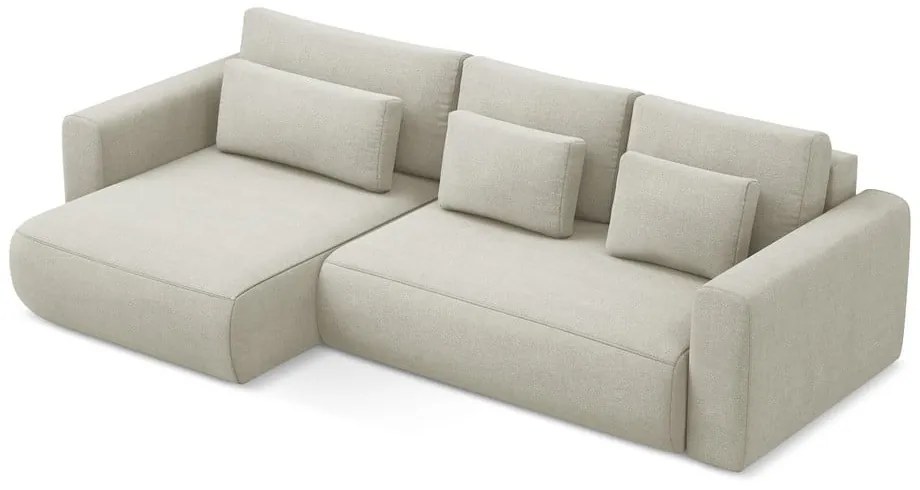 Colțar bej extensibil/cu spațiu de depozitare (cu colț pe partea stângă/cu șezlong) Kapua – Makamii