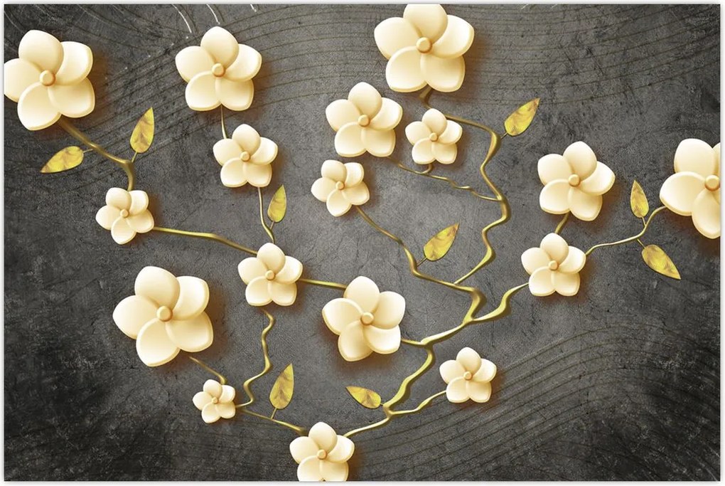 Tablou - Arbust auriu pe fundal negru (90x60 cm)