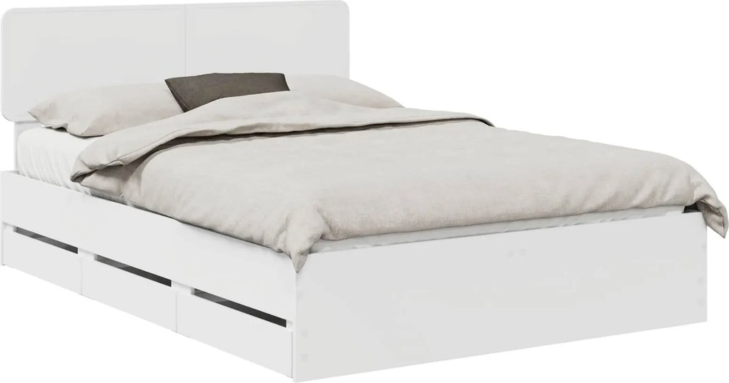 vidaXL Cadru de pat cu headboard Alb 140 x 190 cm Lemn prelucrat