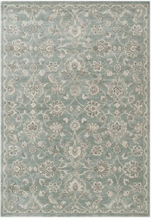 Covor Floral Living Dormitor, Model Opus 54262 033, Turcoaz Deschis