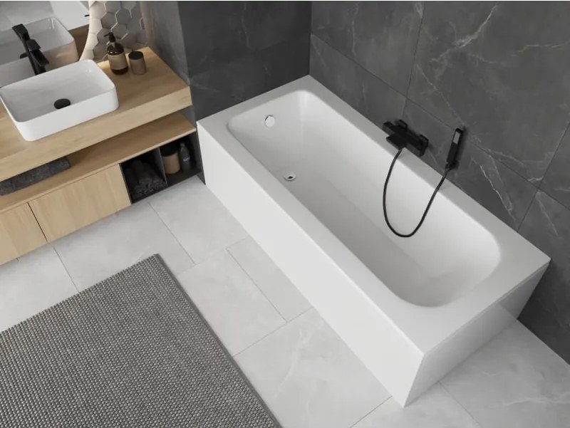 Mexen Vega cada dreptunghiulară 150 x 70 cm cu panou, albă - 55011507000X