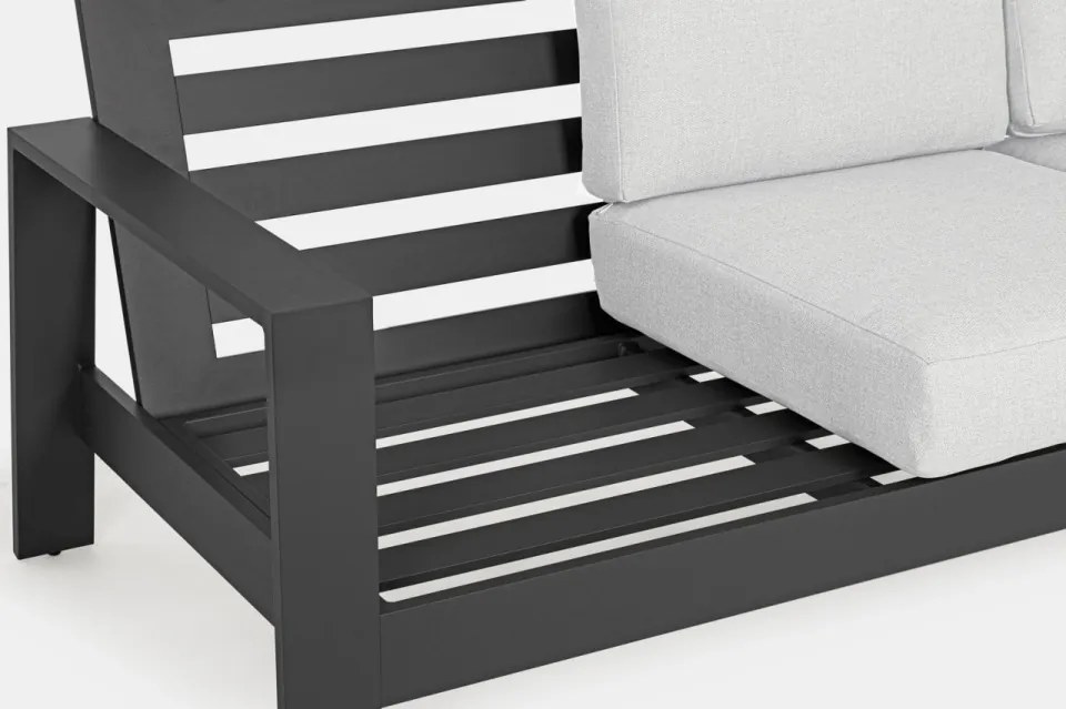 Set mobilier de gradina, 4 piese, metal, gri / negru, Baltic Bizzotto