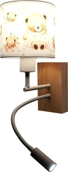 Brilagi - Lampă LED flexibilă BOBO WOOD 1xE27/25W/230V + LED/3W stejar/alb/ursuleți