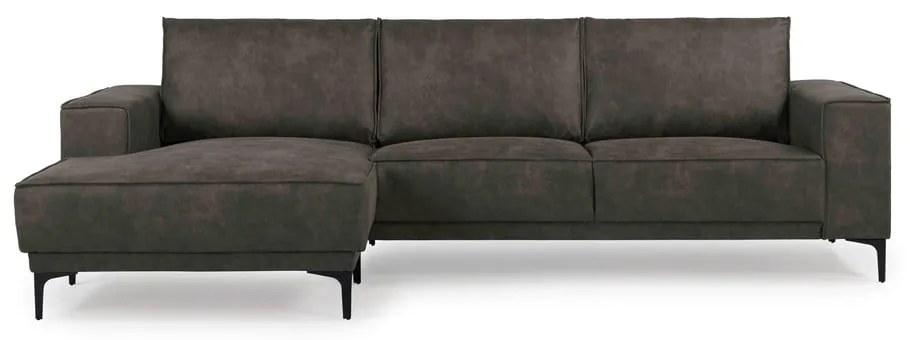 Colțar gri antracit cu tapițerie din imitație de piele (colț pe partea stângă ) Copenhagen – Scandic