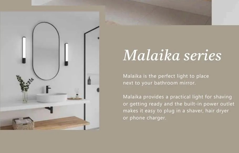 Aplica LED cu priza, protectie IP44, pentru baie Malaika 68 alb