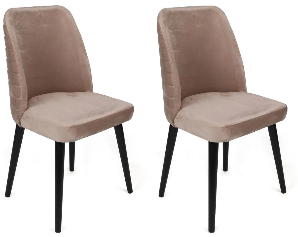 Set 2 scaune haaus Tutku, Bej/Negru, textil, picioare metalice