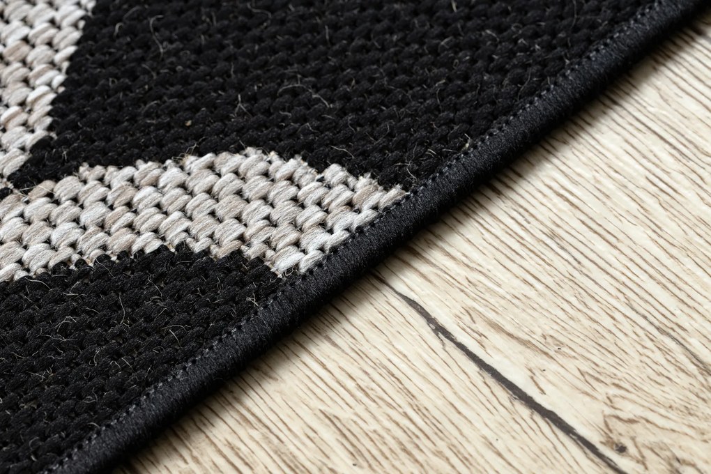 Covor sisal Floorlux 20608 marocani trellis negru si argintiu