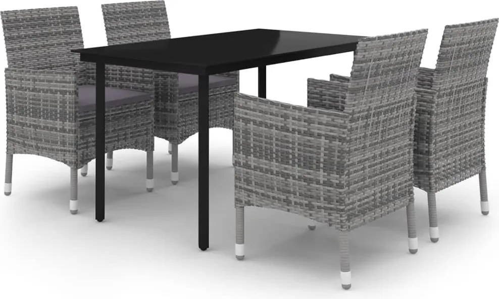 vidaXL Set mobilier de grădină cu perne 5 piese poliratan & sticlă