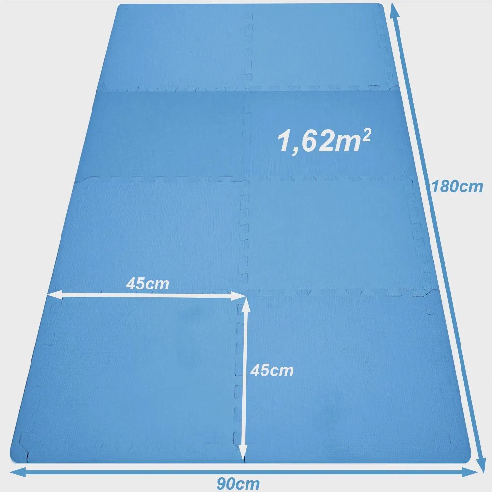 Covor protectie pardoseala Puzzle 8 bucati Albastru 180 x 90 cm