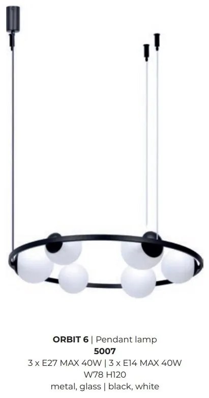 Lustra suspendata cu 6 surse de lumina ORBIT
