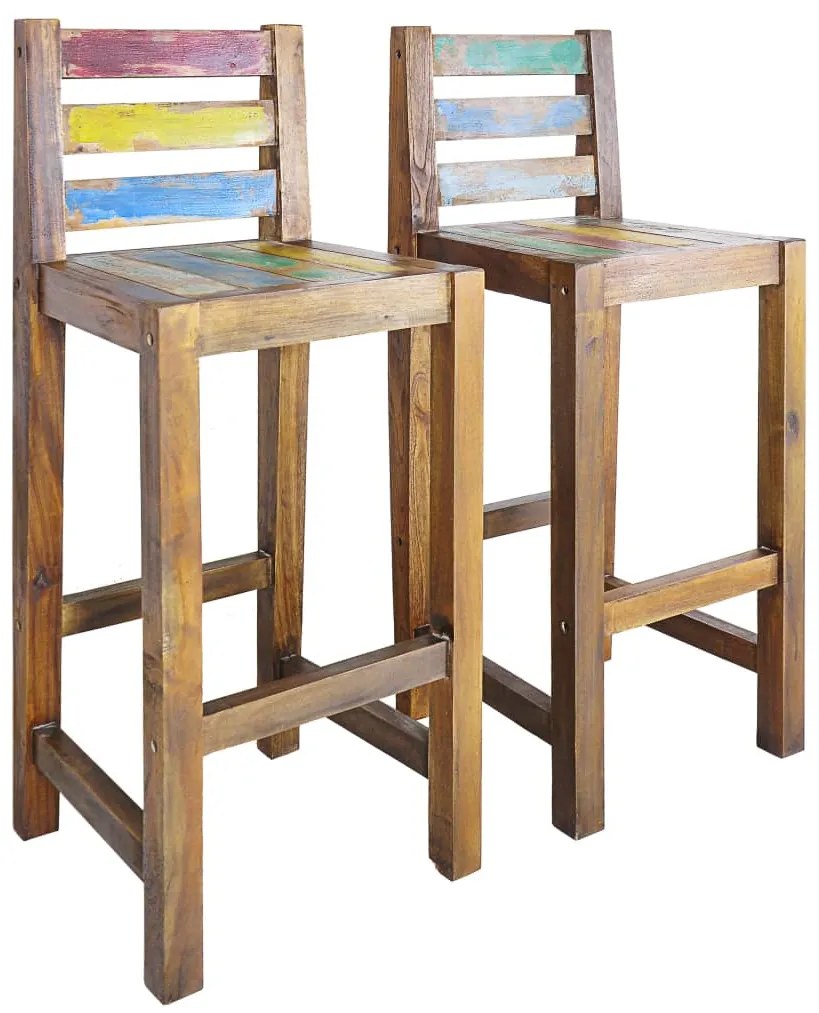 Scaune de bar, 2 buc., lemn masiv reciclat