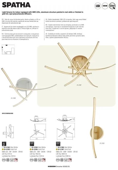 Plafonieră LED Redo 01-2187 SPATHA 6xLED/6W/230V 3000K auriu