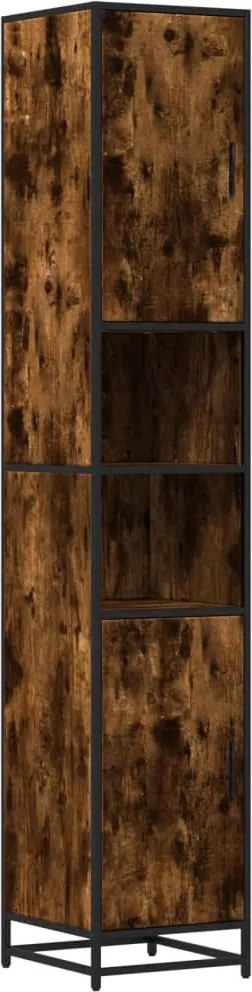 vidaXL Dulap baie stejar fumuriu 35x37,5x188,5 cm lemn prelucrat/metal