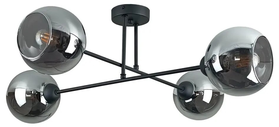 Lustră pe tijă VASCO 4xE27/60W/230V negru/negru fumuriu
