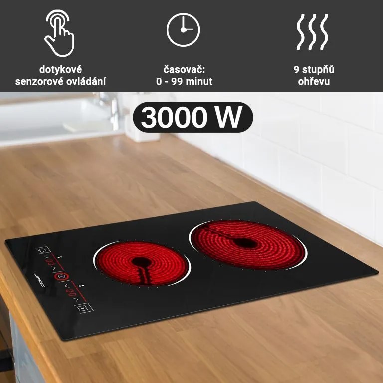 JAGO Plită ceramică din sticlă, 1200/1800 W