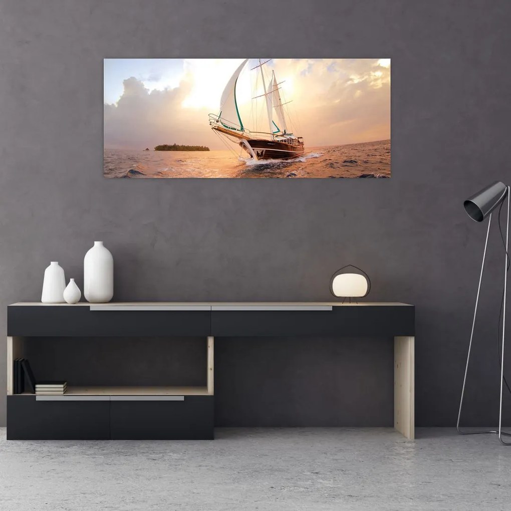 Tablou cu iaht (120x50 cm)