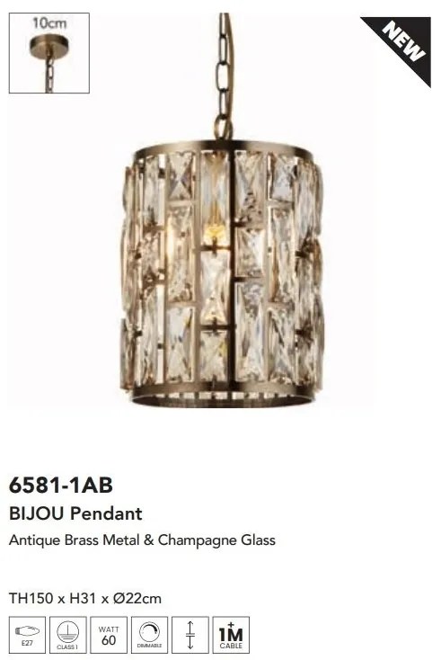 Pendul eleganta design modern Bijou alama antic/ champagne