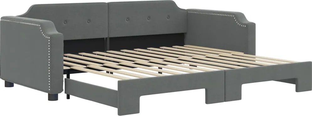 vidaXL Pat de zi cu extensie, gri închis, 80x200 cm, textil