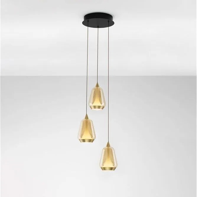 Lustra moderna cu 3 pendule LED, Metal, Sticla, Champaign, ALISH