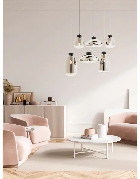 Lustră pe cablu Redo 01-3212 LUKE 6xE27/42W/230V negru