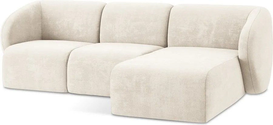 Colțar bej cu tapițerie din chenille (cu colț pe partea dreaptă/cu șezlong) Lani – Makamii