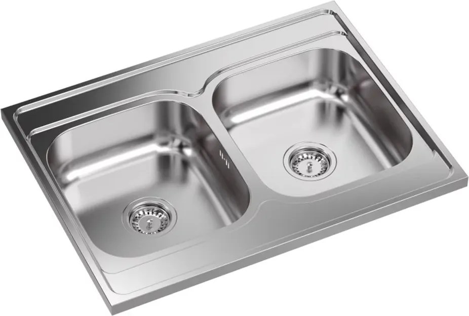 Chiuveta inox incastrata Quadron Sean 120 2 cuve finisaj inox satinat 80x60 cm