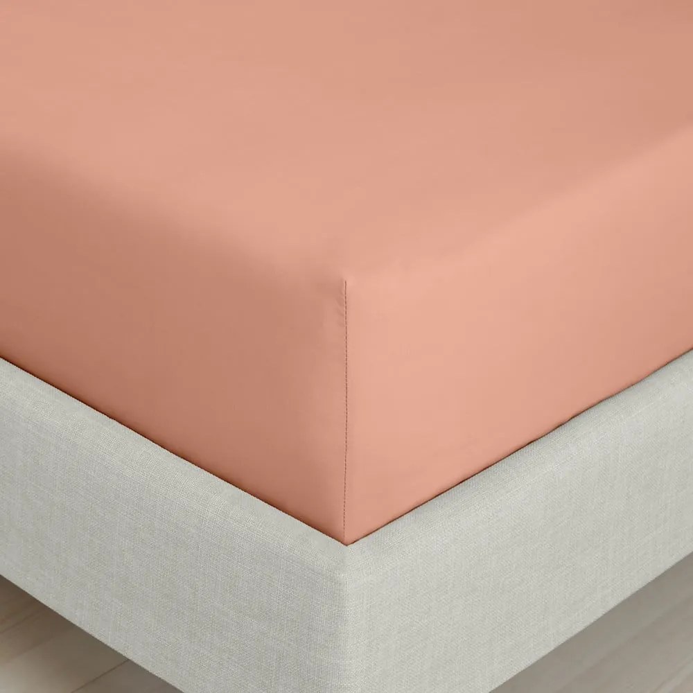 Cearceaf teracotă din bumbac percal cu elastic 150x200 cm Cotton Percale – Bianca