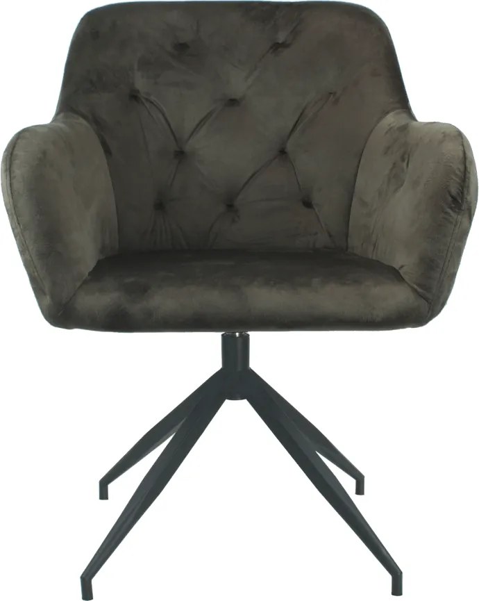 Scaun pivotant, ţesătură de catifea maro/negru, VELEZA NEW