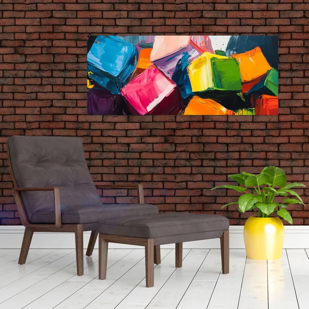 Tablou - Cuburi colorate (120x50 cm)