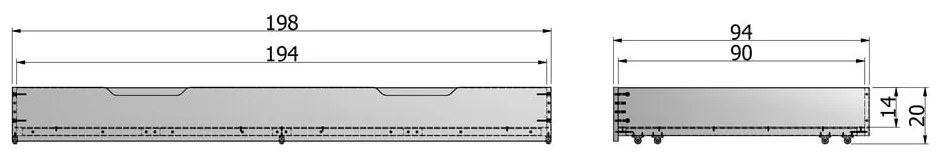 Sertar suplimentar pat WOOOD Nikki, 200 x 90 cm, alb