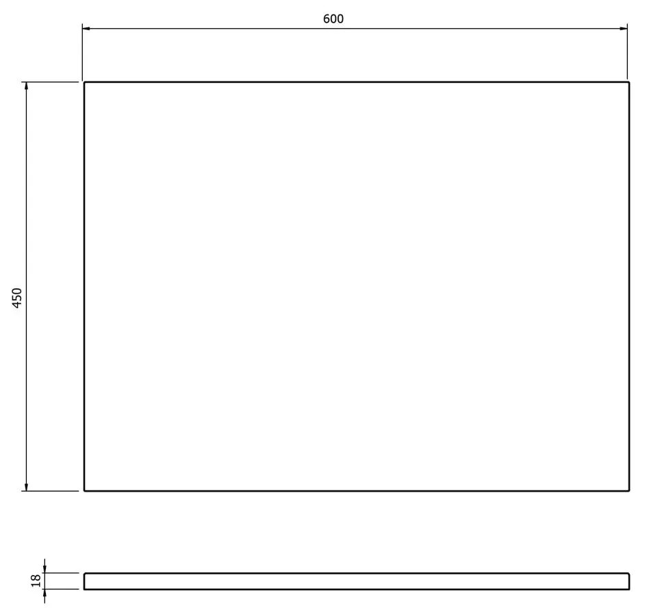 Blat pentru mobilier baie 60 cm, negru mat, Cersanit Tirso 600 mm, Negru mat