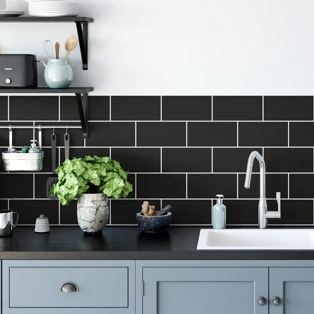 Autocolante pentru gresie 30 buc. 20x10 cm Subway Tiles Black – Ambiance