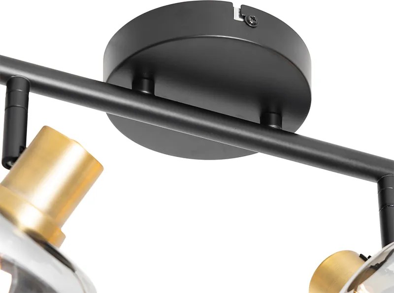 Spot de tavan inteligent negru cu auriu și sticlă fumurie 4 lumini incl. 4 Wifi P45 - Zuzanna