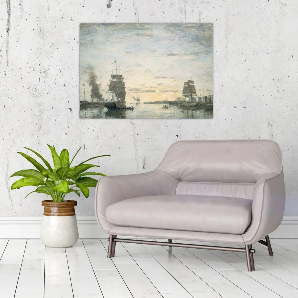 Tablou - Eugène Boudin, Entrance to the Harbor, Le Havre, reproducere (70x50 cm)