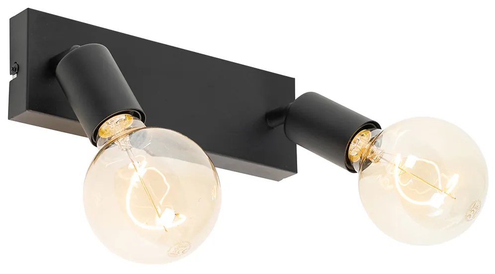 Spot modern negru dreptunghiular cu 2 lumini - Facil