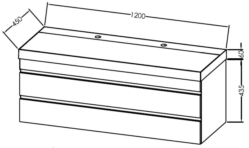 Set mobilier suspendat si lavoar, Kolpasan, Naomi, 120 cm, natural wood