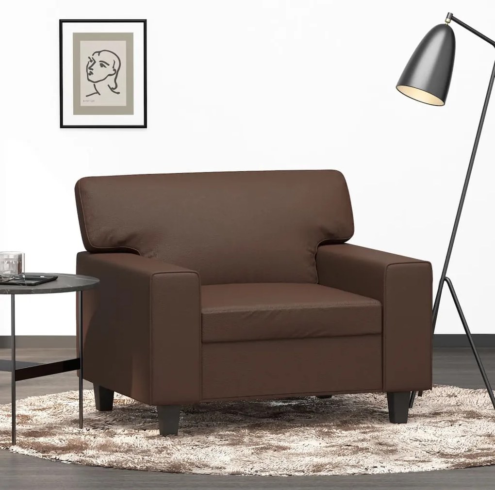 349001 vidaXL Canapea de o persoană, maro, 60 cm, piele ecologică