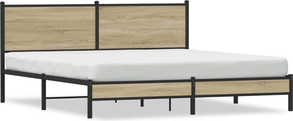 vidaXL Cadru de pat metalic fără saltea, stejar sonoma, 160x200 cm