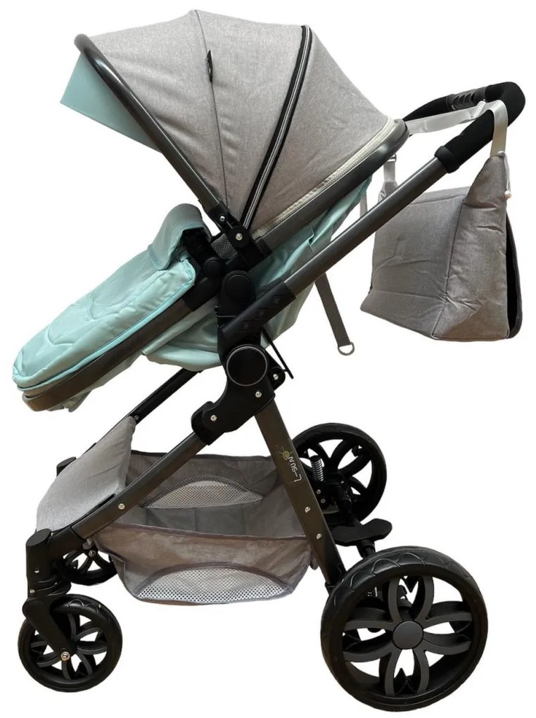 Carucior 2 in 1 cu cos de cumparaturi, transformabil, ușor și practic pentru copii 0-36 luni - CPC-34-bleu